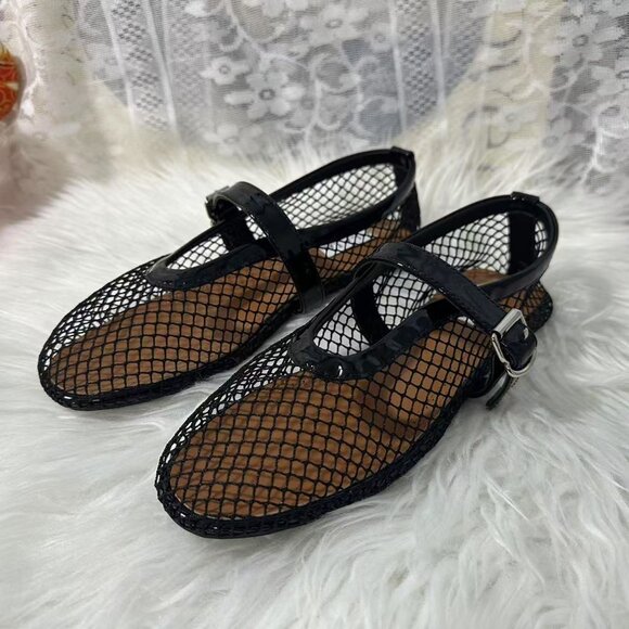 Alaia Shoes - Alaia Fishnet Ballerina Flats